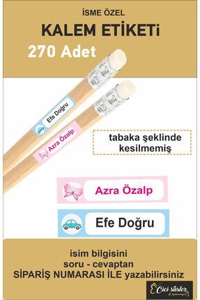 İsimli Okul Kalem Etiketi Kalem Sticker Seti 270 Adet Kesilmemiş Tabaka Şeklinde Image 0