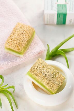 %100 Doğal Kabak Lifli, Gliserinli, El Yapımı Aloe Vera Sabunu 100 gr Image 0
