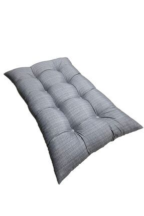 Yer Minderi 100 Cm X 60 Cm - Gri Minder Düğme Dikişili. Image 0