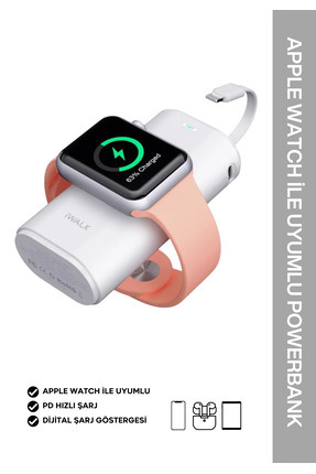 Linkpod Iphone /airpods /apple Watch'a Özel Dahili Kablolu 9.000mah Powerbank Dbl9000w Image 0