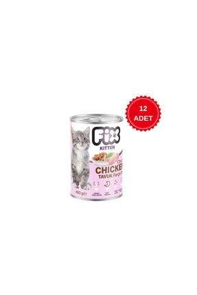 FİX TAVUKLU YAVRU KEDİ KONSERVESİ 400 GR 12 ADET Image 0