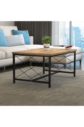 Oval Kesim Sehpa , 60x90 Metal Ayaklı Masa , Orta Sepha , Yan Sehpa Atlantik Çam Image 0