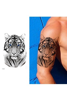 Gerçekci Kaplan Gerçekci Geçici Dövme Tattoo Image 0