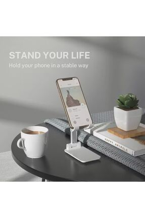 Masa Üstü Tablet Ve Telefon Tutucu Stand 2 Kademeli Uzunluk Ayarlı Image 2