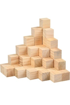 20 adet natürel ahşap küp blok, 2cm, tek renk, pembe renk seçeneği Image 0