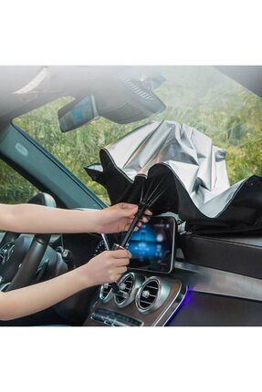 Universal Tüm Araçlar Için Araba Ön Cam Güneşlik Şemsiye Gölgelik Image 5