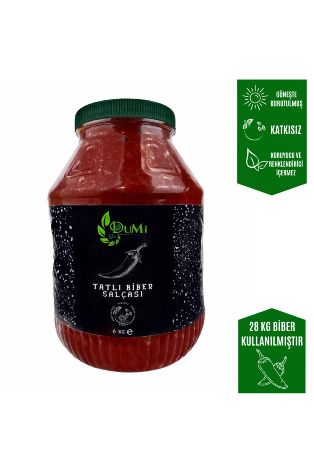 DUMİLİFE Tatlı Biber Salçası 6 Kg Güneşte Kurutma / Geleneksel