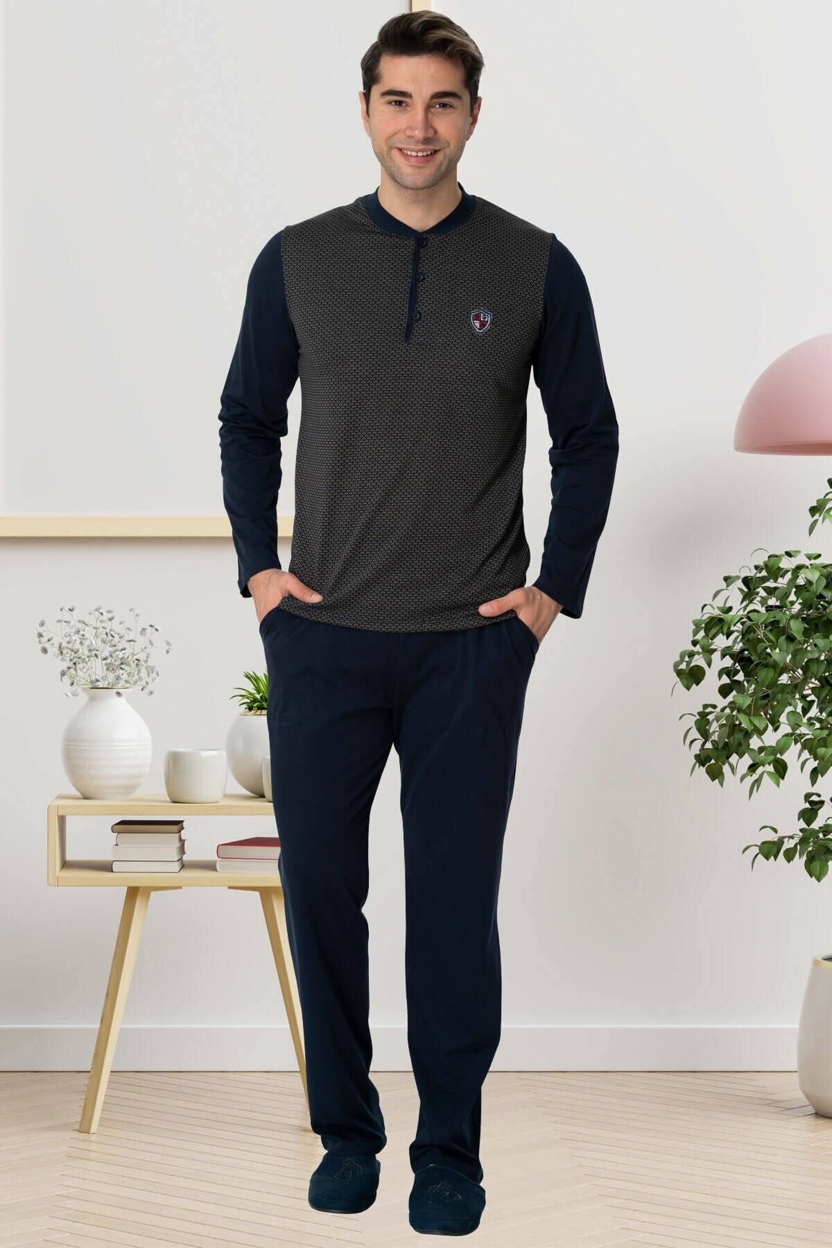by HW Lacivert Büyük Beden Erkek Pijama Takımı