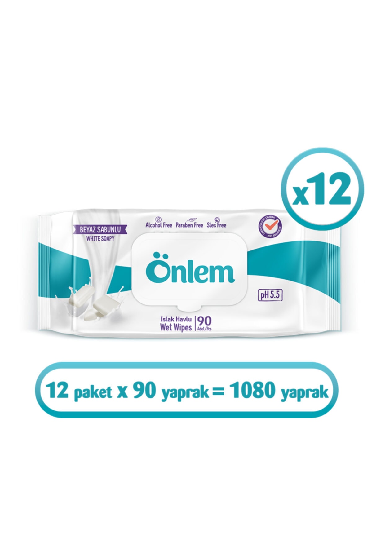ÖNLEM Beyaz Sabunlu Islak Havlu 90x12 Adet (1080 Yaprak)
