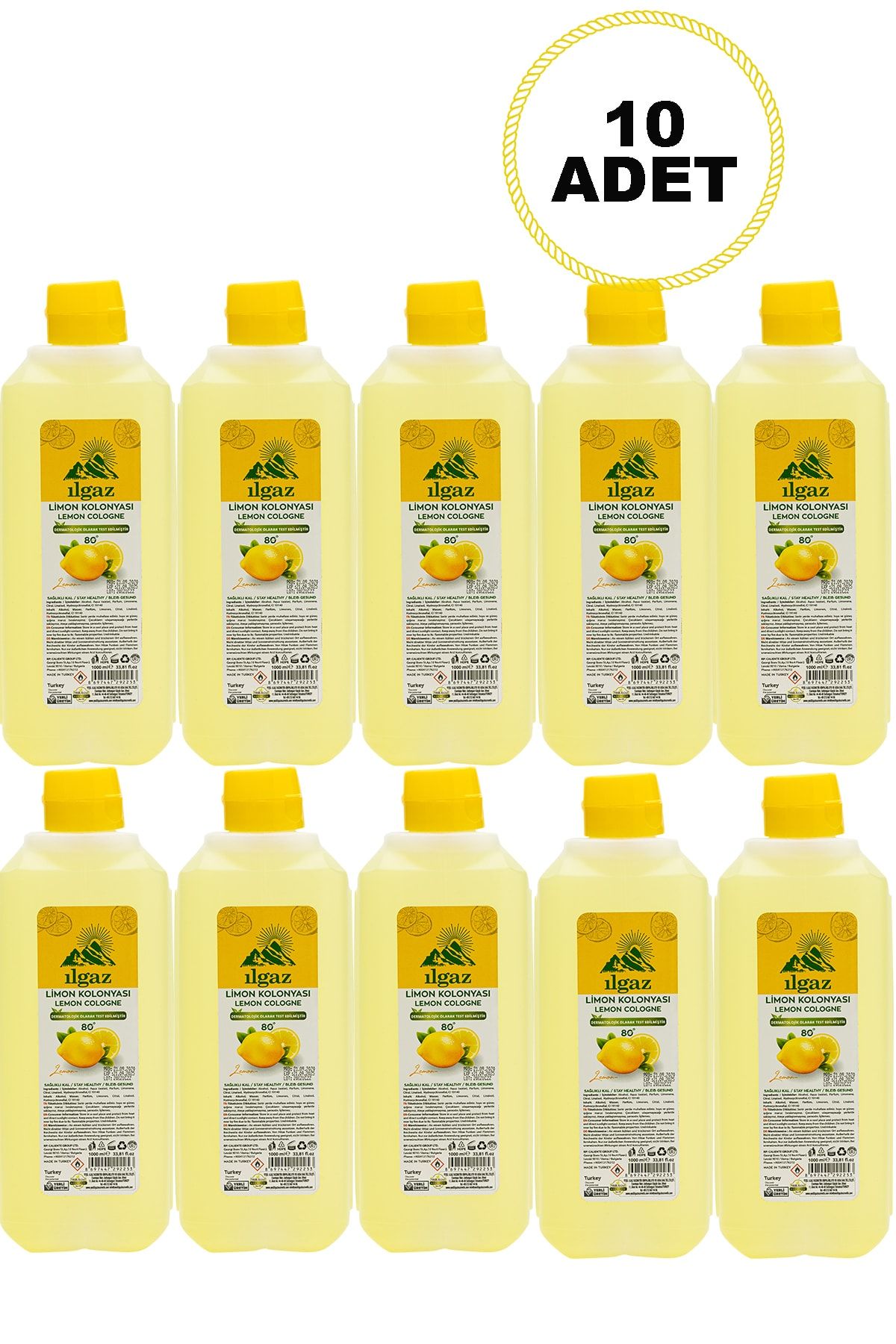 ILGAZ 950ml 80° 10’lu Bidon Limon Kolonyası