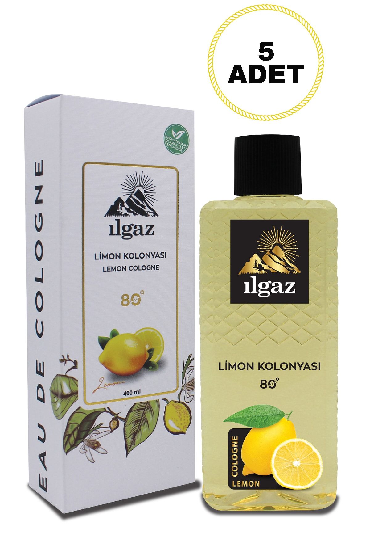 ILGAZ 400ml 80° 5’li Elegance Limon Kolonyası
