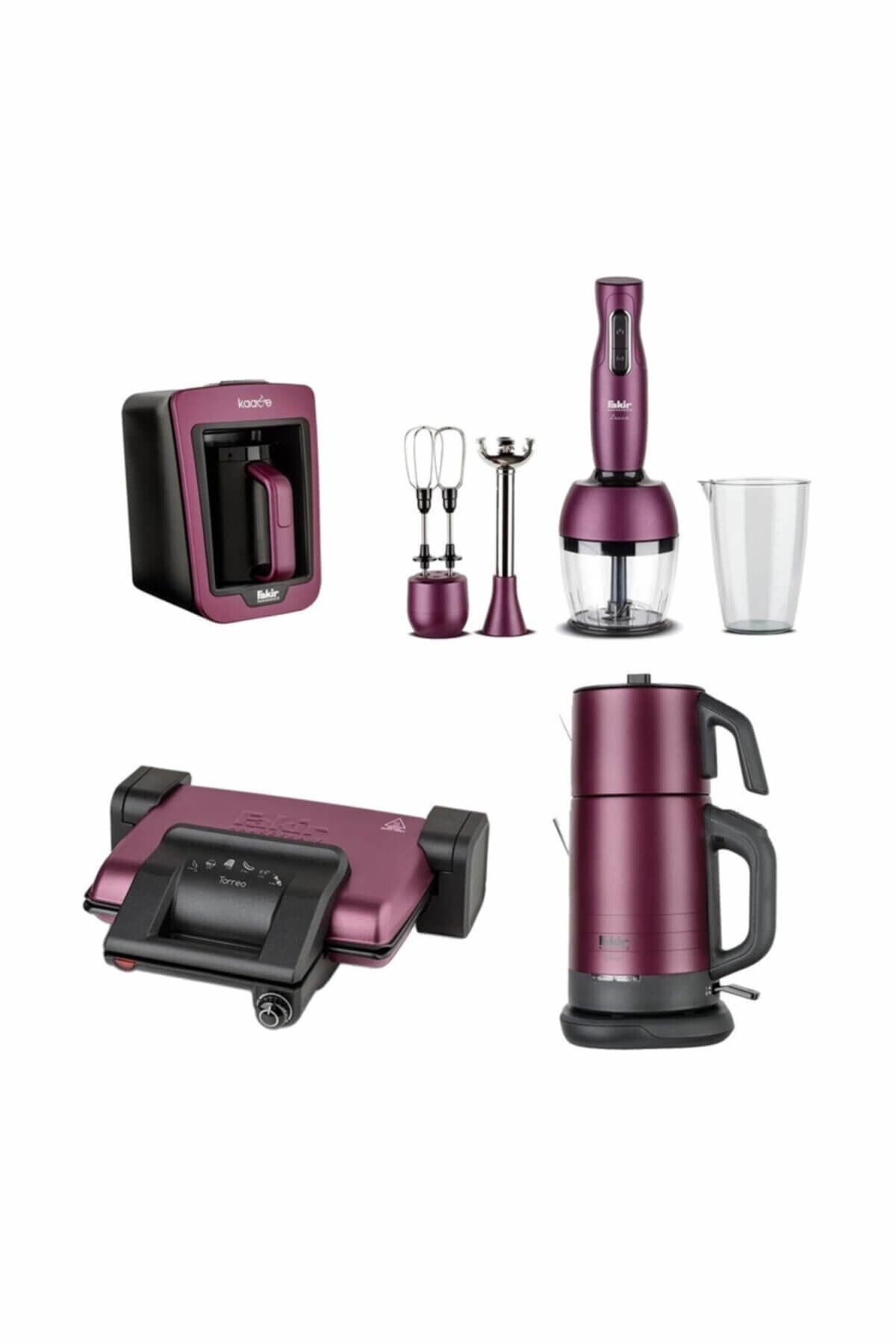 HESAPLIJET Fakir Violet 4lü Çeyiz Seti Violet (çay, Kahve, Tost Makinesi Ve Blender Seti)