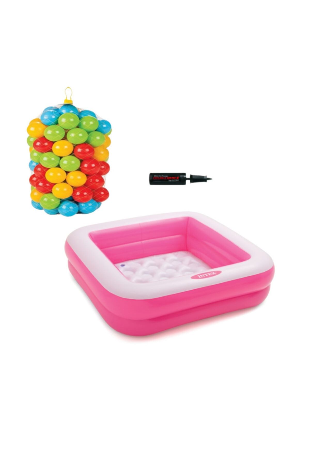 Intex Yumuşak Tabanlı Kare Havuz 86x86x25 cm 50 Adet Top 7 cm Pompa