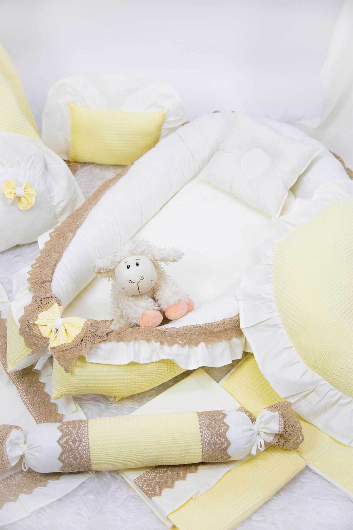 Babynest Full Özel Set Fırfırlı Pike Ve Dantelli Sarı