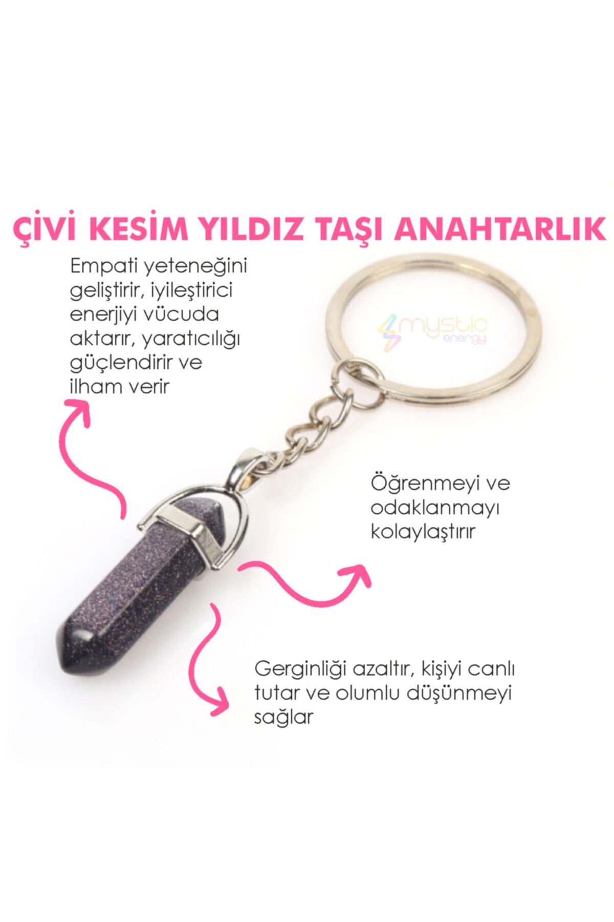 Golden Palace Çivi Kesim Yıldız Taşı Doğal Taş Anahtarlık (doğaltaş Kadın Erkek Anahtarlık)