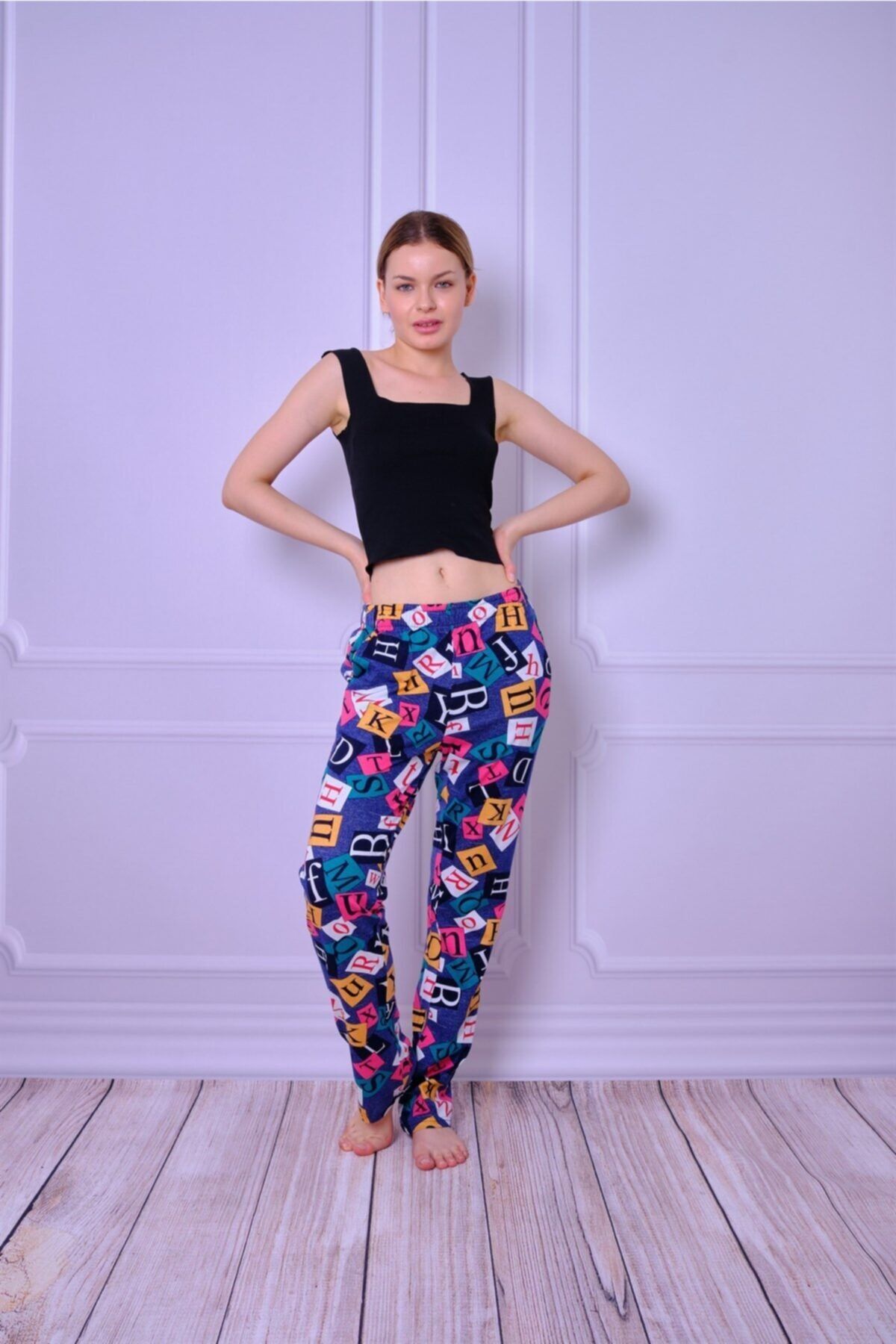 ESPİNA Kadın Mor Baskılı Cepli Pijama Altı