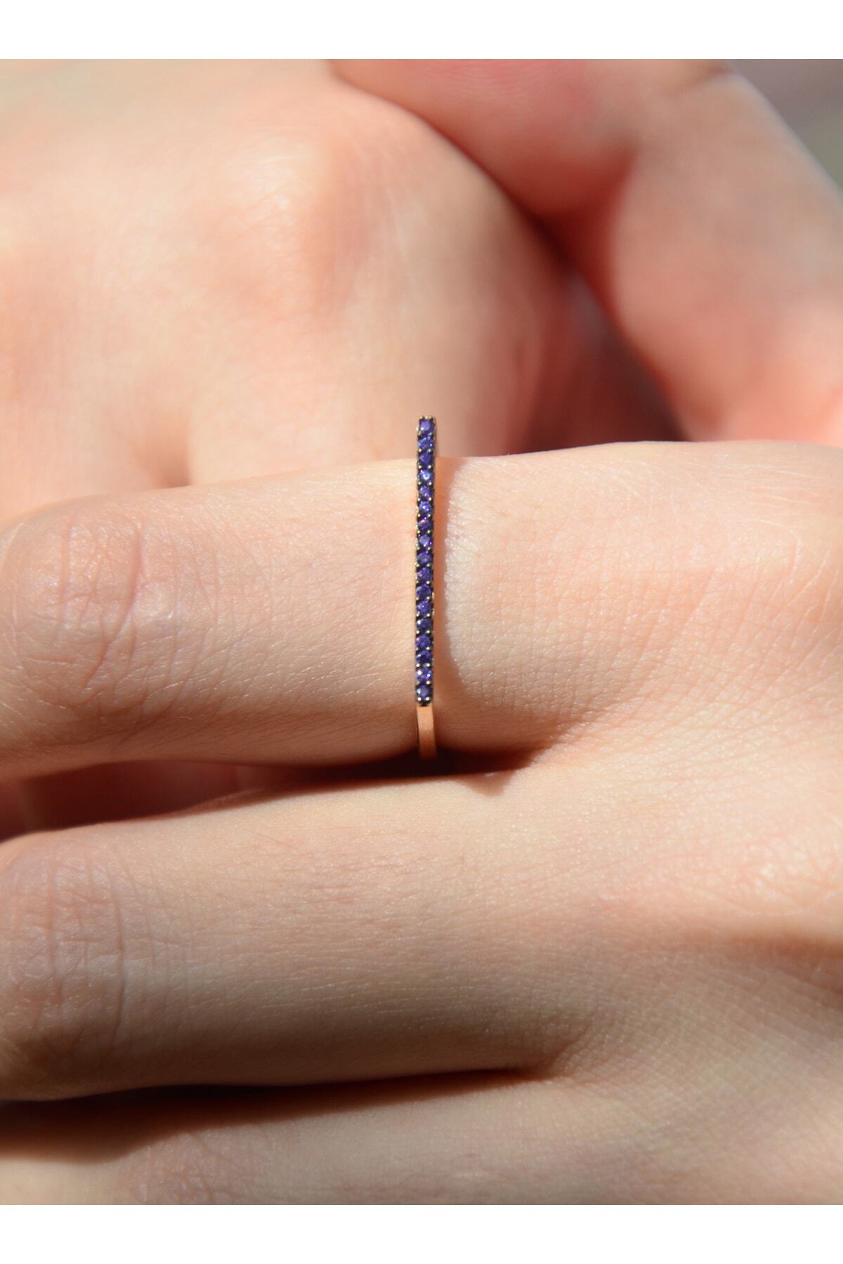 Sesliler Kuyumculuk Mor Taşlı Eklem Yüzüğü