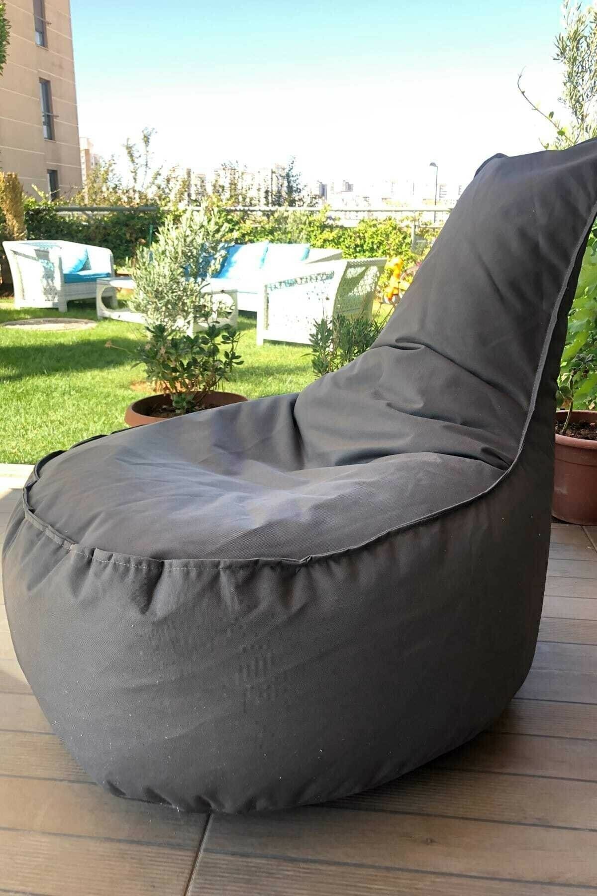 usta mekan Dekoratif Armut Koltuk & Puf Gri (su Geçirmez)