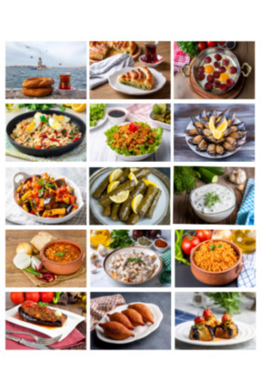 Geleneksel Lezzetler Sebzeler Börek Meze Salata Kahvaltı Sticker Seti 5,6 cm x 4 cm Etiket NSTI0187 Image 0