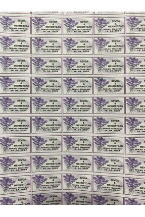 Nişan - Düğün Etiket Kağıt Baskı Evlilik Sticker Tek Sayfa İsme Özel ( 60 ADET ) Image 0