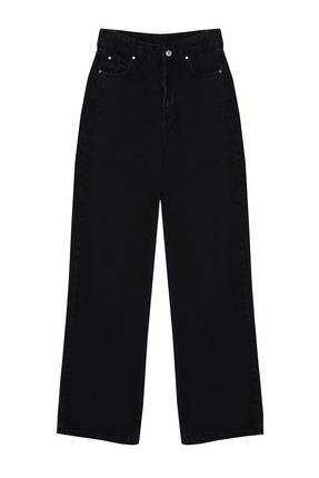 Siyah Pens Detaylı Yüksek Bel Wide Leg Jeans TWOAW23JE00345 Image 6