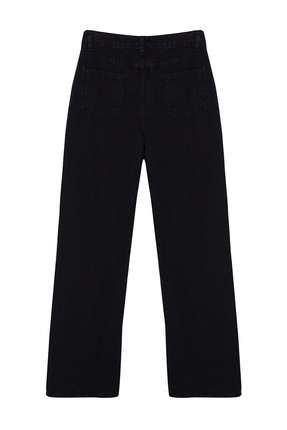 Siyah Pens Detaylı Yüksek Bel Wide Leg Jeans TWOAW23JE00345 Image 7