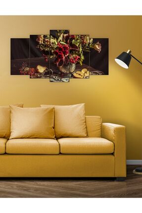 Ahşap Tablo 5 Parça Tek Fotoğraf Uv Baskı Dekoratif Çiçek Image 0