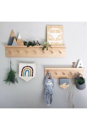 Nezıhe Kürkcü Wood Store Ahşap Rafli Duvar Askılığı 2 Adet 70×50 Cm Image 0