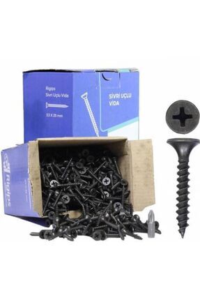 Rigips Siyah Sivri Uçlu Alçıpan Vidası 3,5x25 1 Paket 1000 Image 1