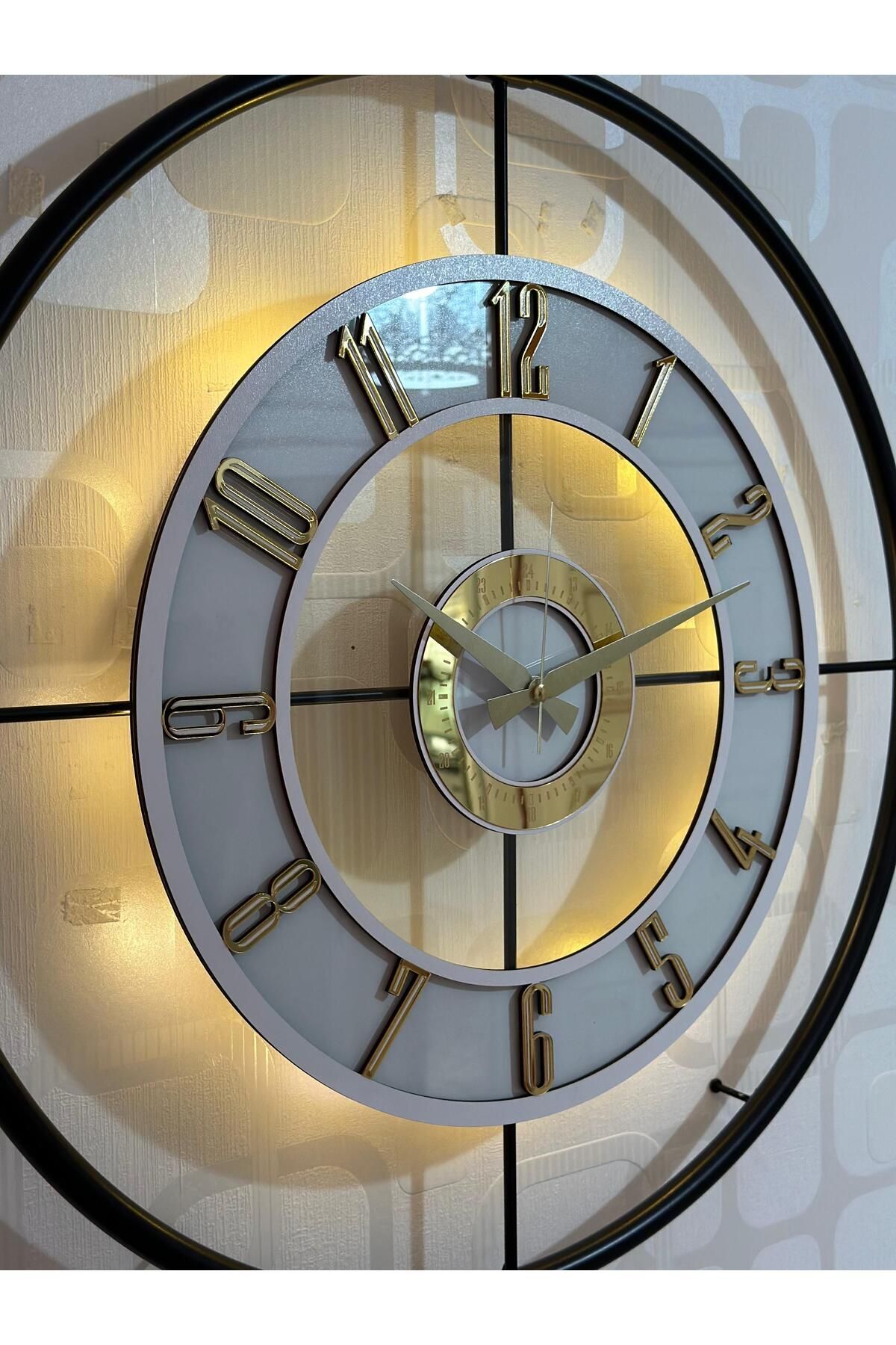 ساعت دیواری شیشه ای فلزی (60X80 سانتی متر در اندازه بزرگ) شیشه واقعی روشن مشکی-شفاف-سفید-طلایی