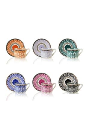 STD Bone China 6'lı Fincan Takımı 90cc Çiçekli Fnc-08 Klasik Image 0