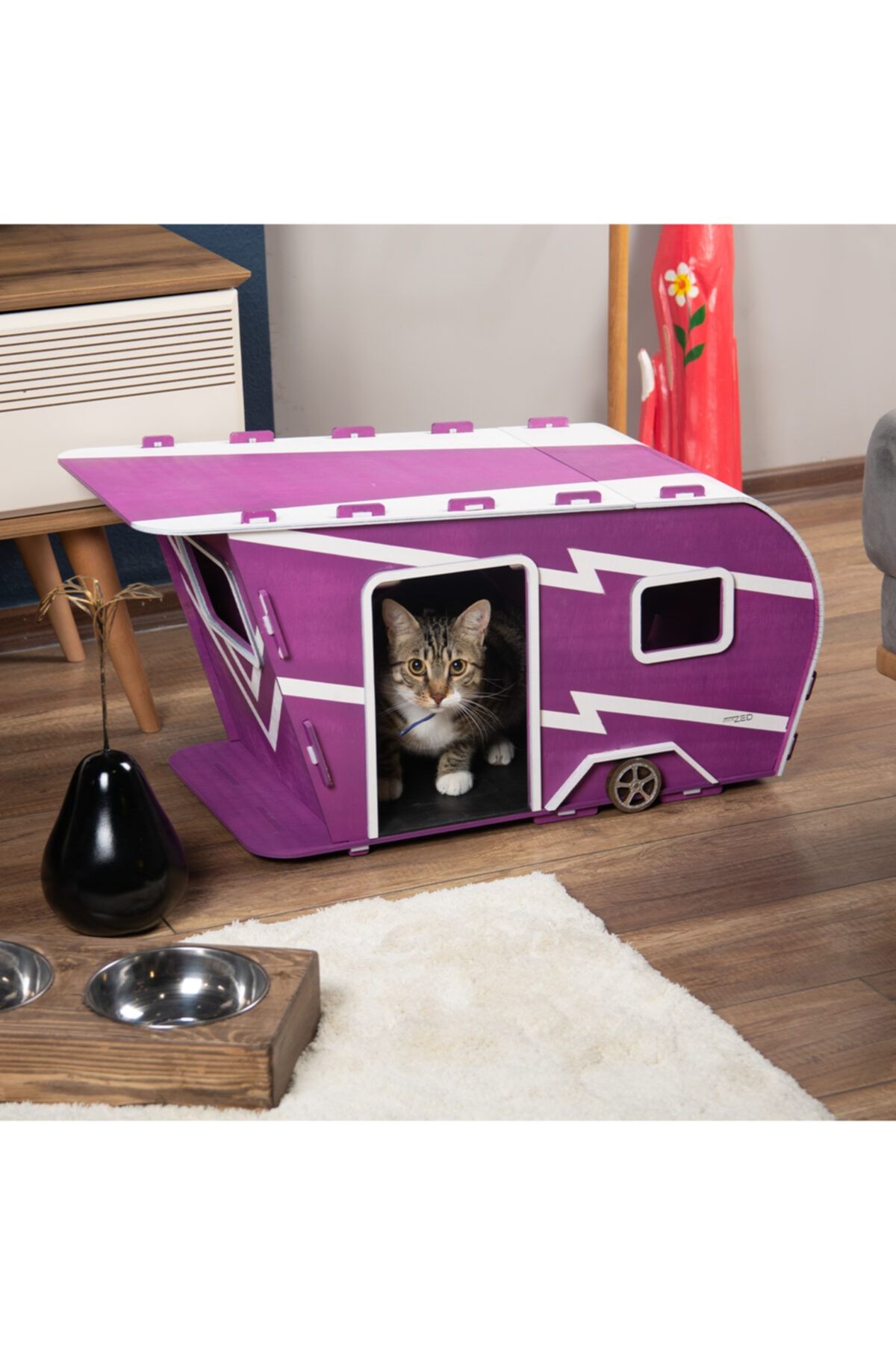Atölye Zed Moto Karavan Kedi Evi ( Mor)