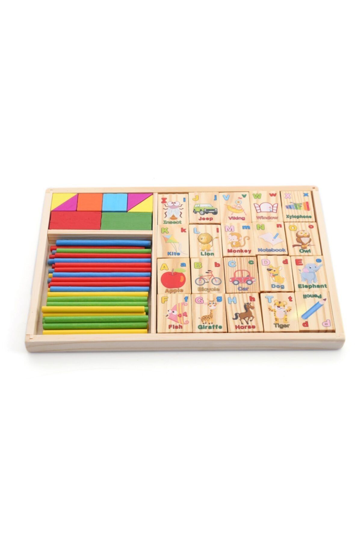 Mashotrend Ahşap Çok Amaçlı Eğitici Set - Alfabe Öğretici - Matematik Öğretici
