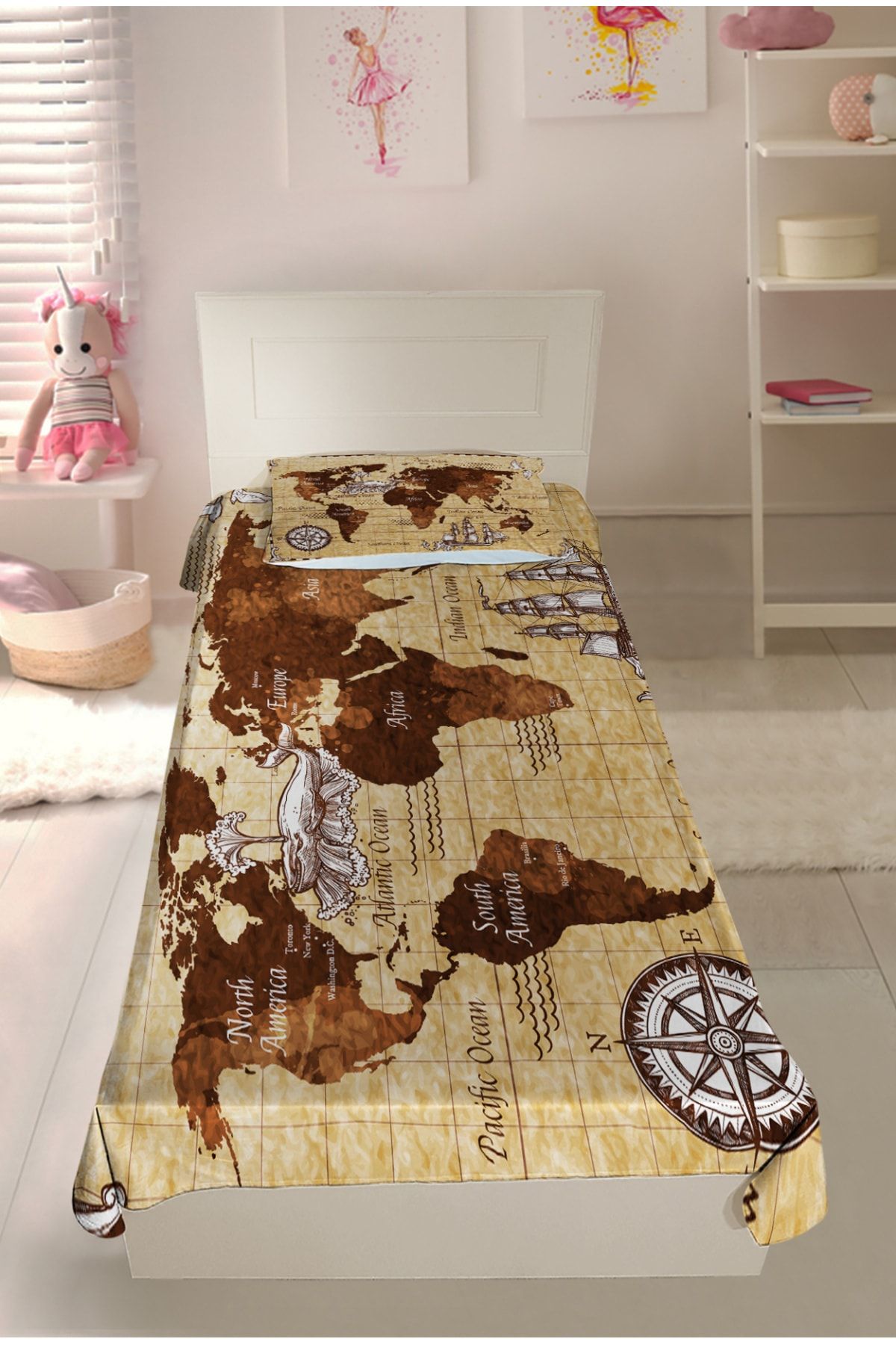 HOMESSA Eğitici Pusula Hçi83 Pike&Yatak Örtüsü Yastık Kılıflı