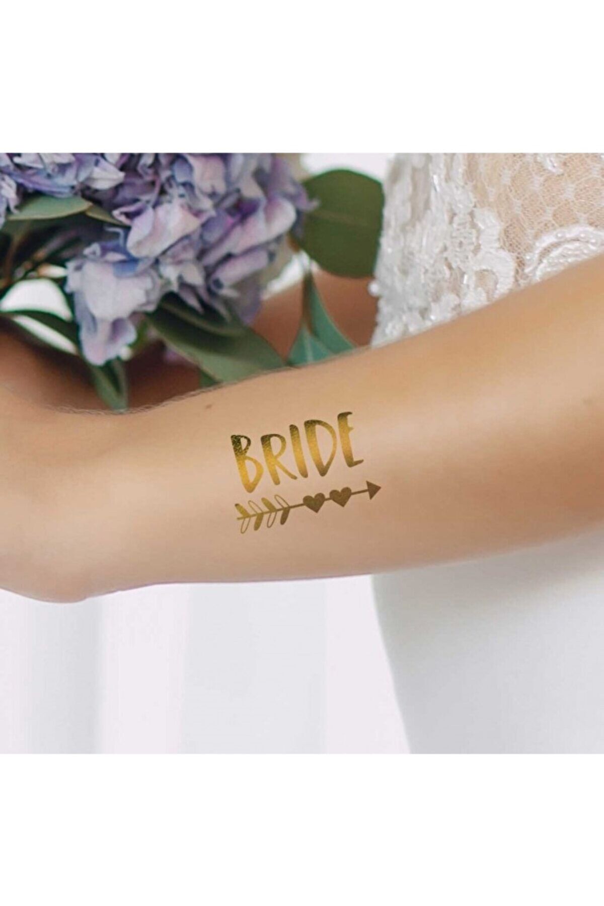 BeeMarket Tekli Bride Tattoo Model 9 - Altın Yaldız - 5,5 Cm X 5,5 Cm - Geçici Dövme