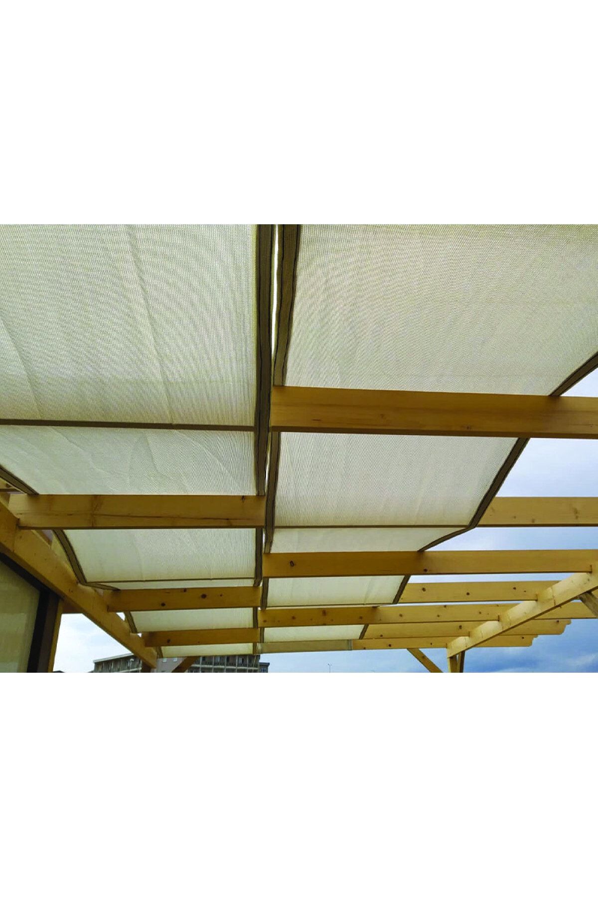 Filexus %95'lik 6m X 8m Gölgelik-bahçe Çit Filesi-şeritli Halkalı - Açık Bej