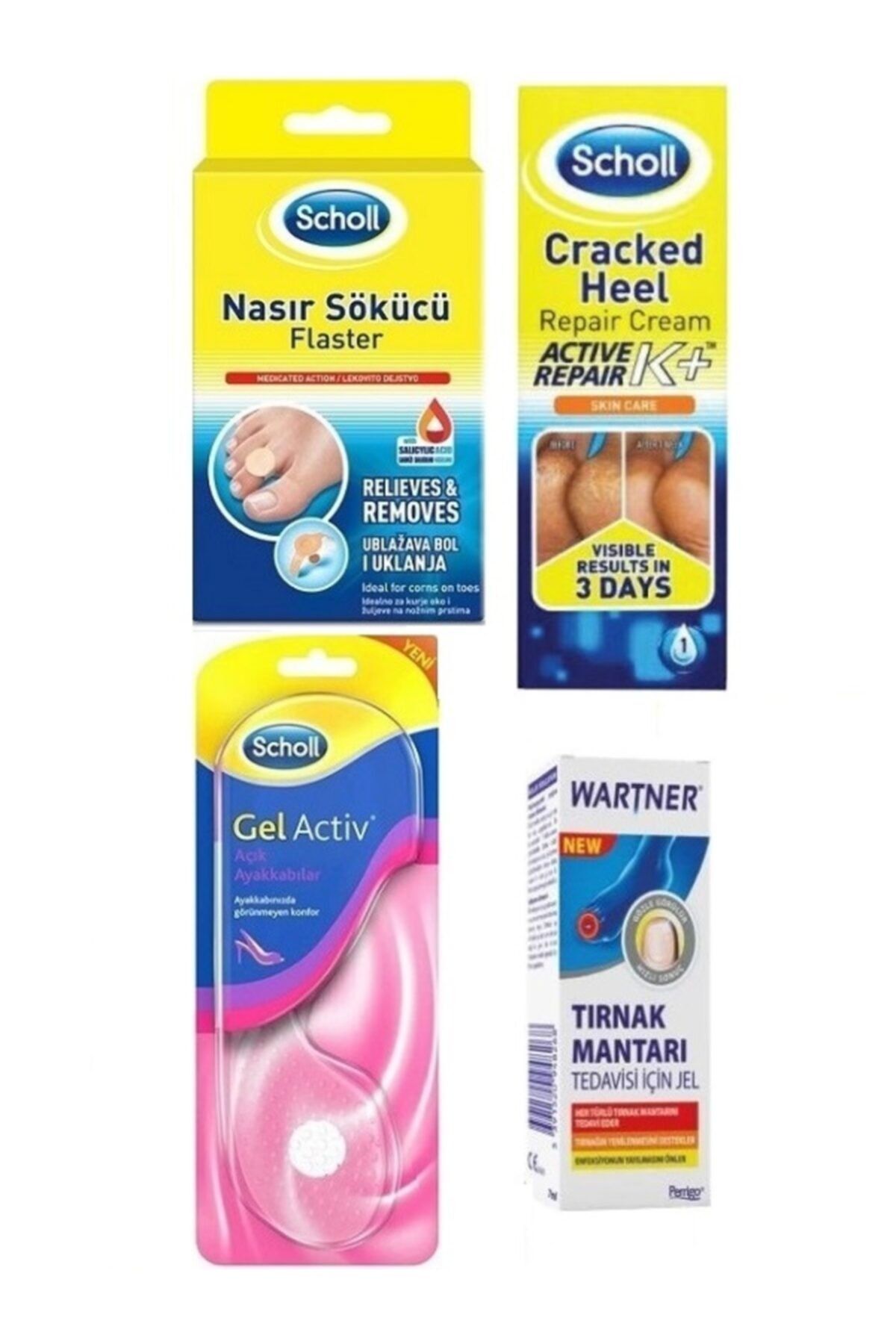 Wartner Açık Ayakkabı Için Tabanlık+nasır Sökücü Flaster+tırnak Mantar Jeli+topuk Çatlak Için Balm