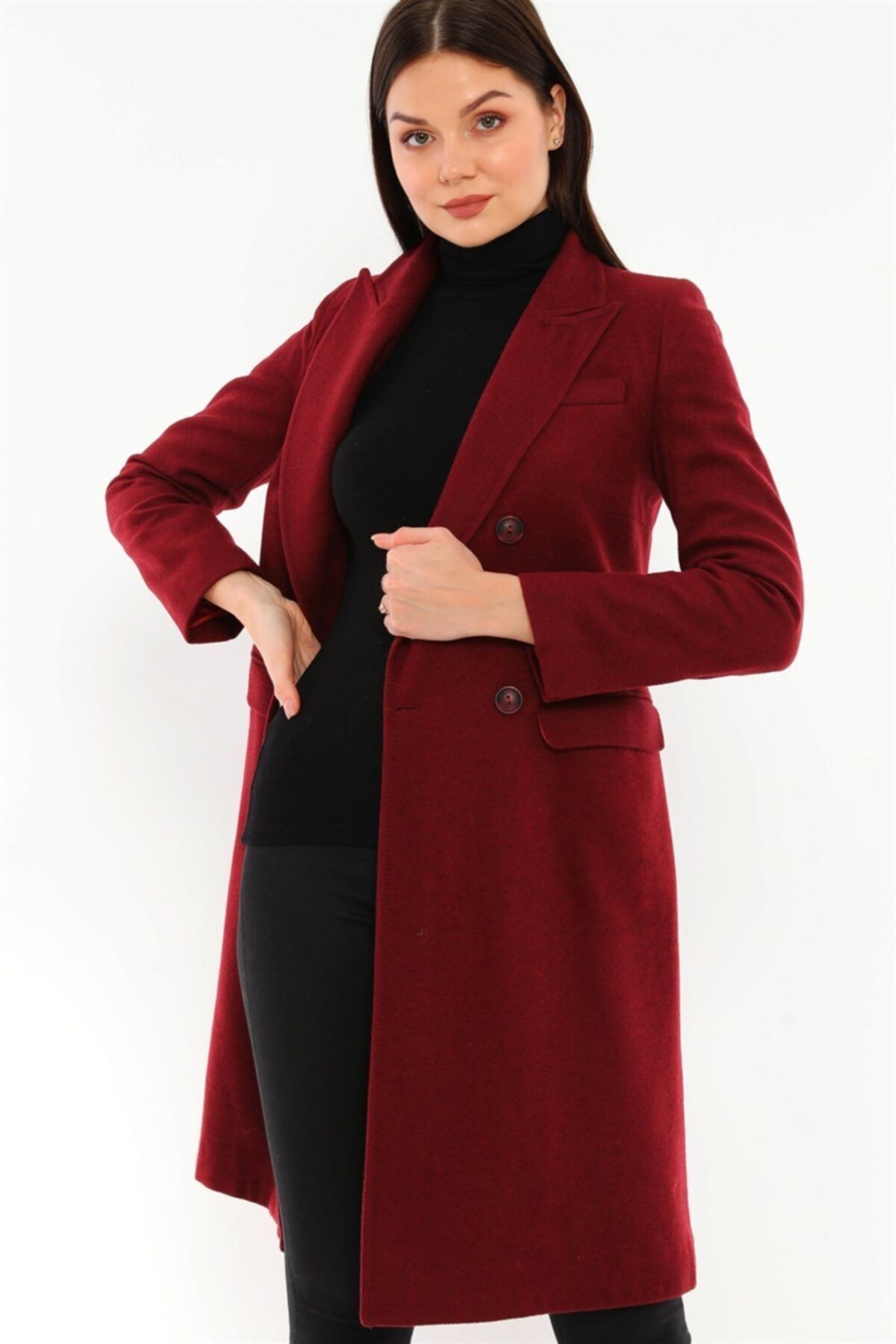 Dewberry Z6672 Kadın Palto Bordo