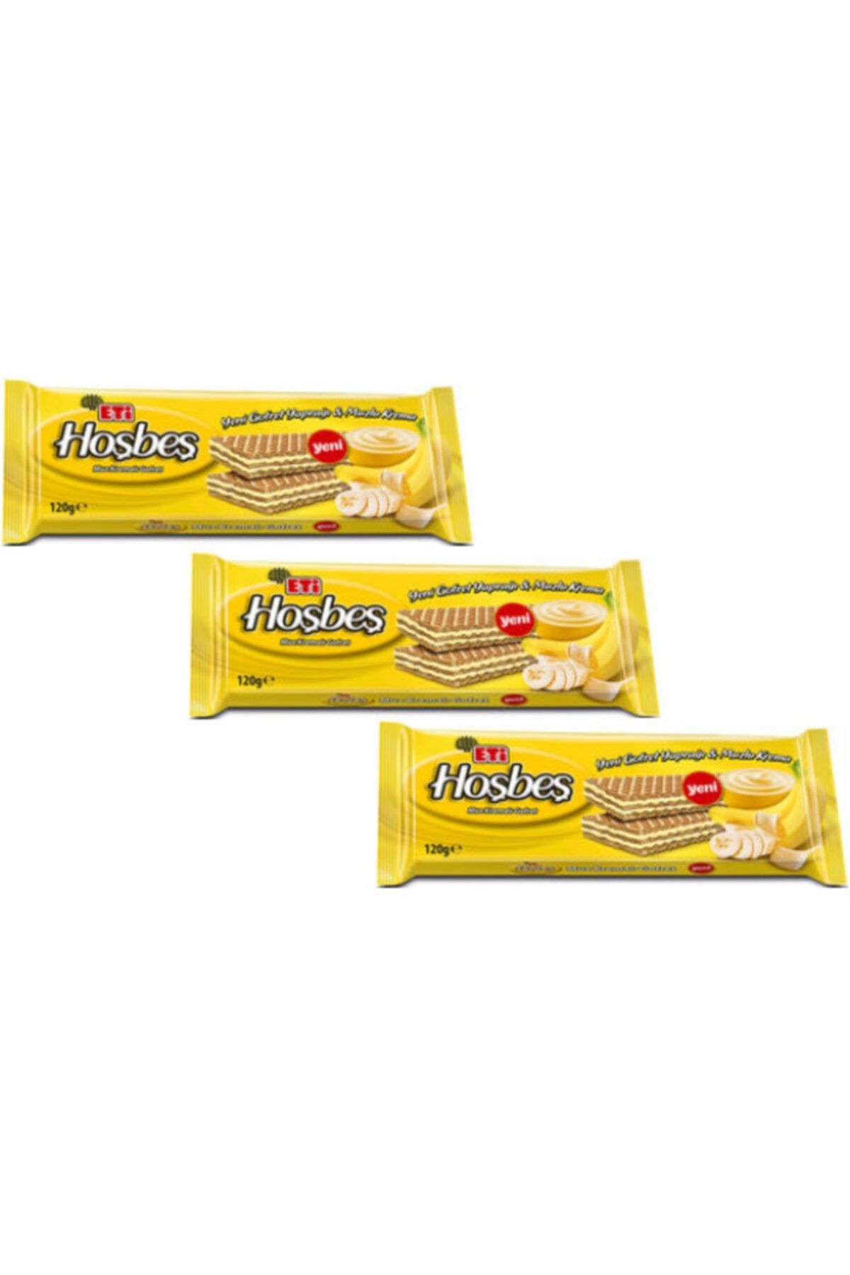 Eti Hoşbeş Muz Kremalı Gofret 120 Gr. X 3 Adet