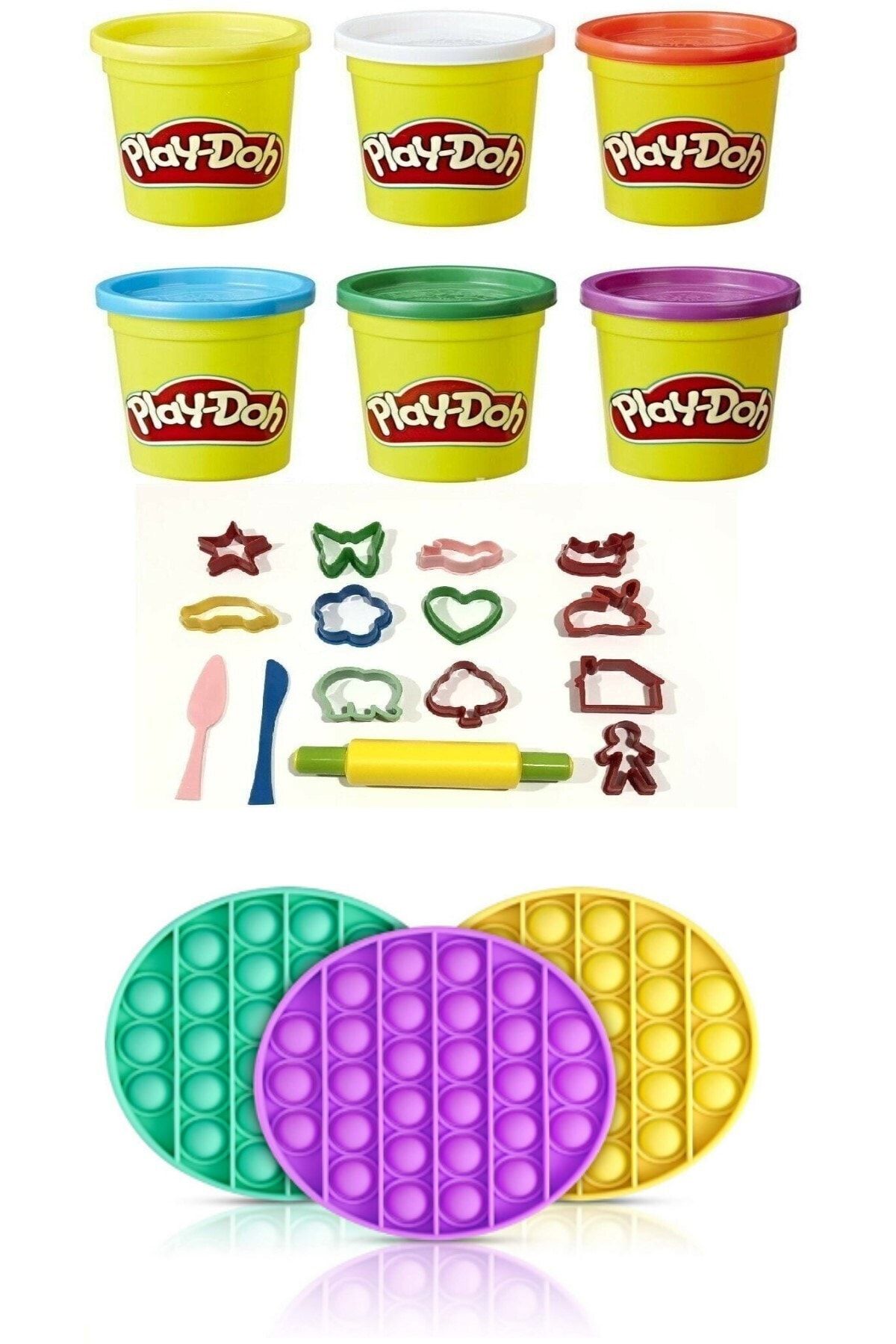 Play Doh 6lı Oyun Hamuru 15 Parça Kalıp Hediyeli Ve 3 Adet Popit