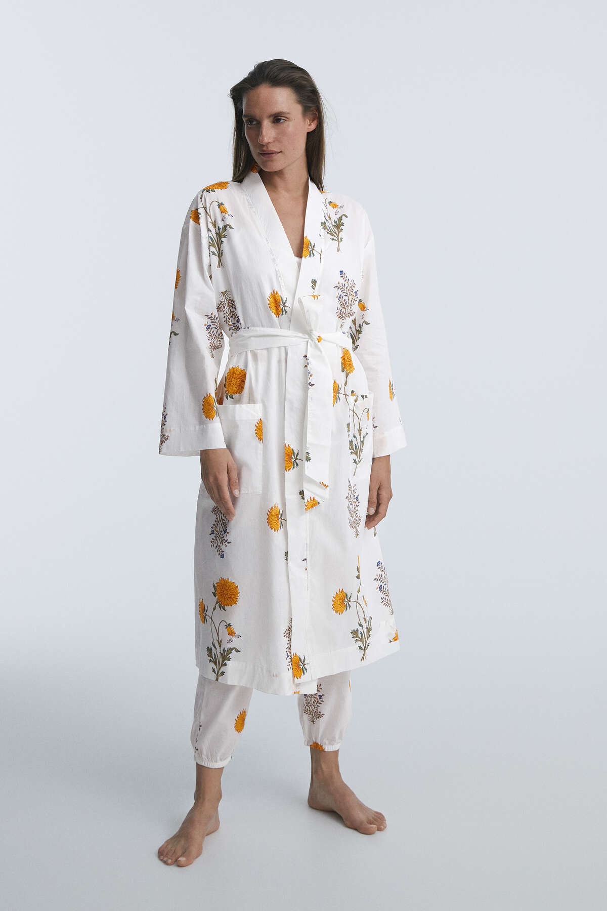 Oysho %100 Pamuklu Hint Çiçekli Sabahlık