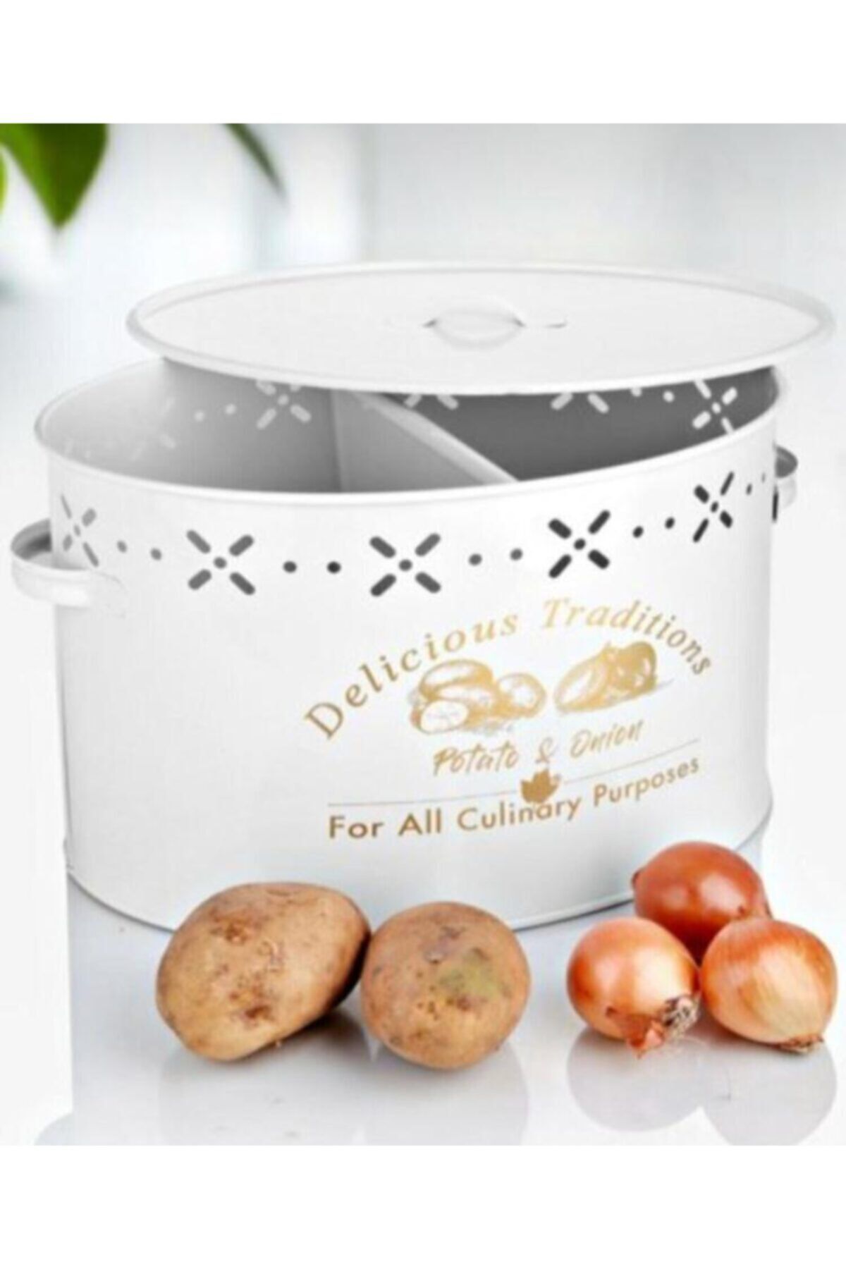 pazarya Patates Soğan Kovası Metal Bölmeli Beyaz 18 Litre