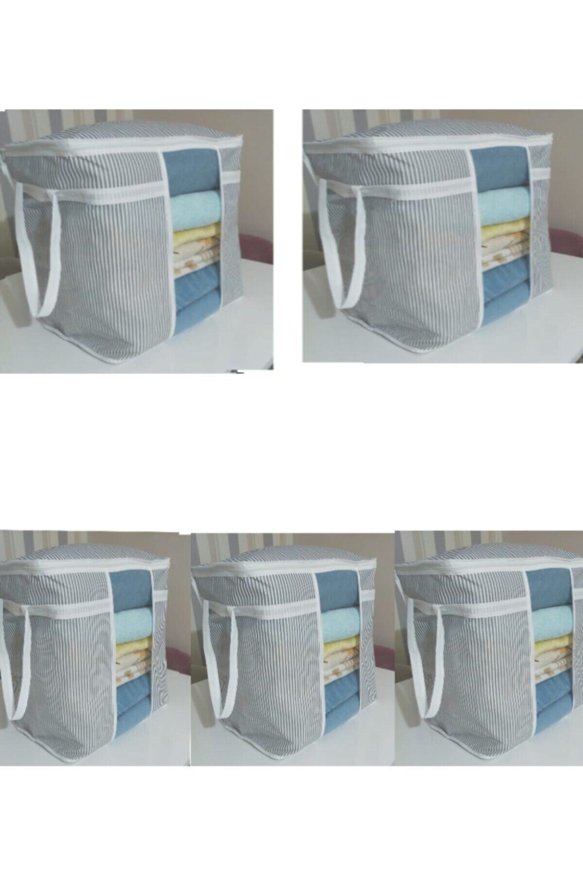 Keven Home 5 Adet - Pencereli Saklama Çantası - Pencereli Battaniye Hurcu 30x45x50cm