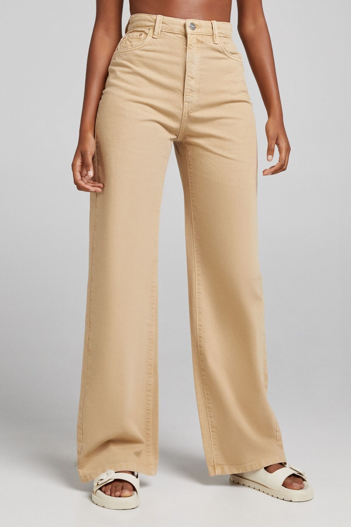 Bershka Wide Leg Dökümlü Fitilli Pantolon