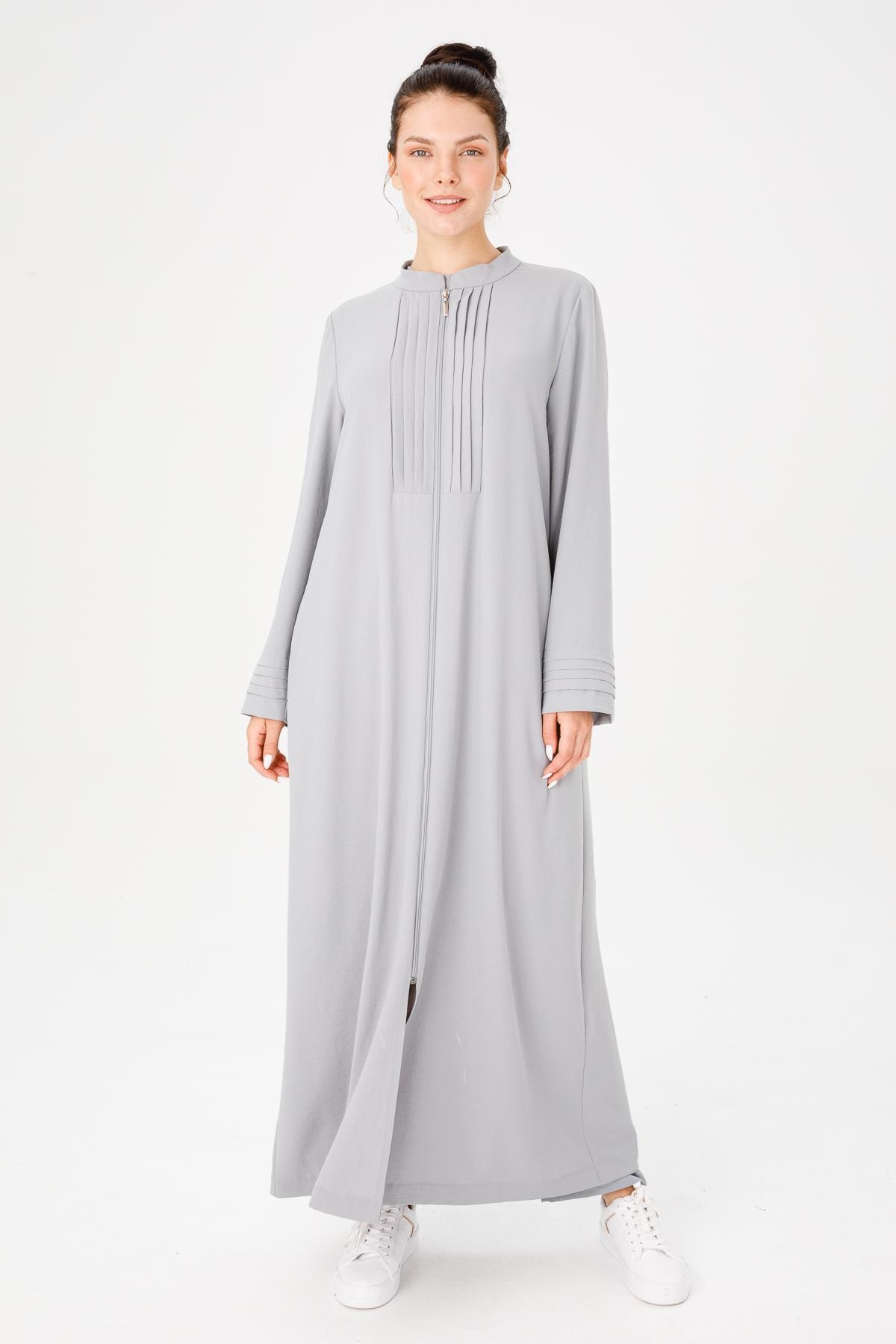 Micca Sade Zamansız Çok Şık Ferace Kap Gri
