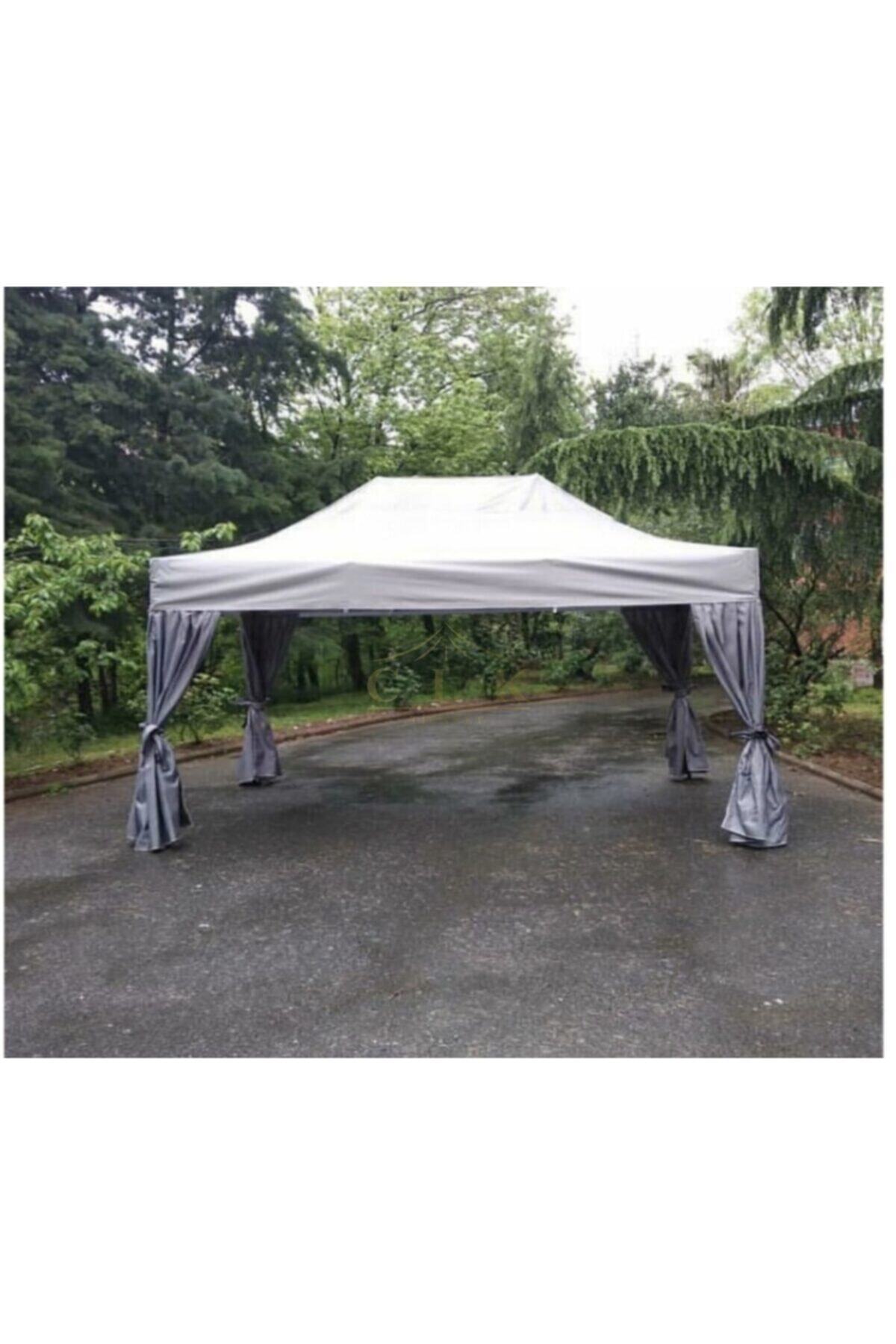 CLK Garden Clk 3x4,5 Mt 30 Mm Garden Katlanabilir Tente Bahçe Çadır Açık Gri Çardak Bungalow Serisi