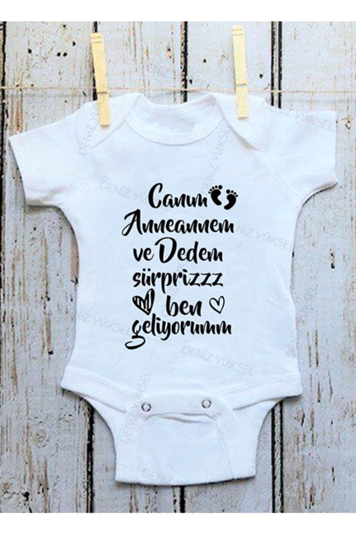 deniz yuksel unisex bebek beyaz canim anneannem ve dedem surpriz ben geliyorum zibin fiyati yorumlari trendyol