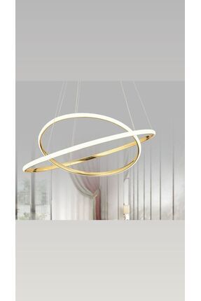 Modern Sarkıt 45x35 Büyük Çember Gold Modern  3 Renk Led Avize Image 0
