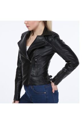 Albatros Model Kadın Siyah Hakiki Deri Mont Image 1