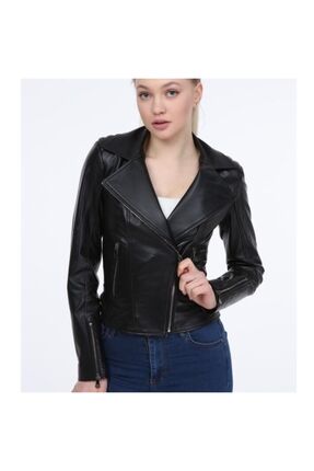 Albatros Model Kadın Siyah Hakiki Deri Mont Image 0